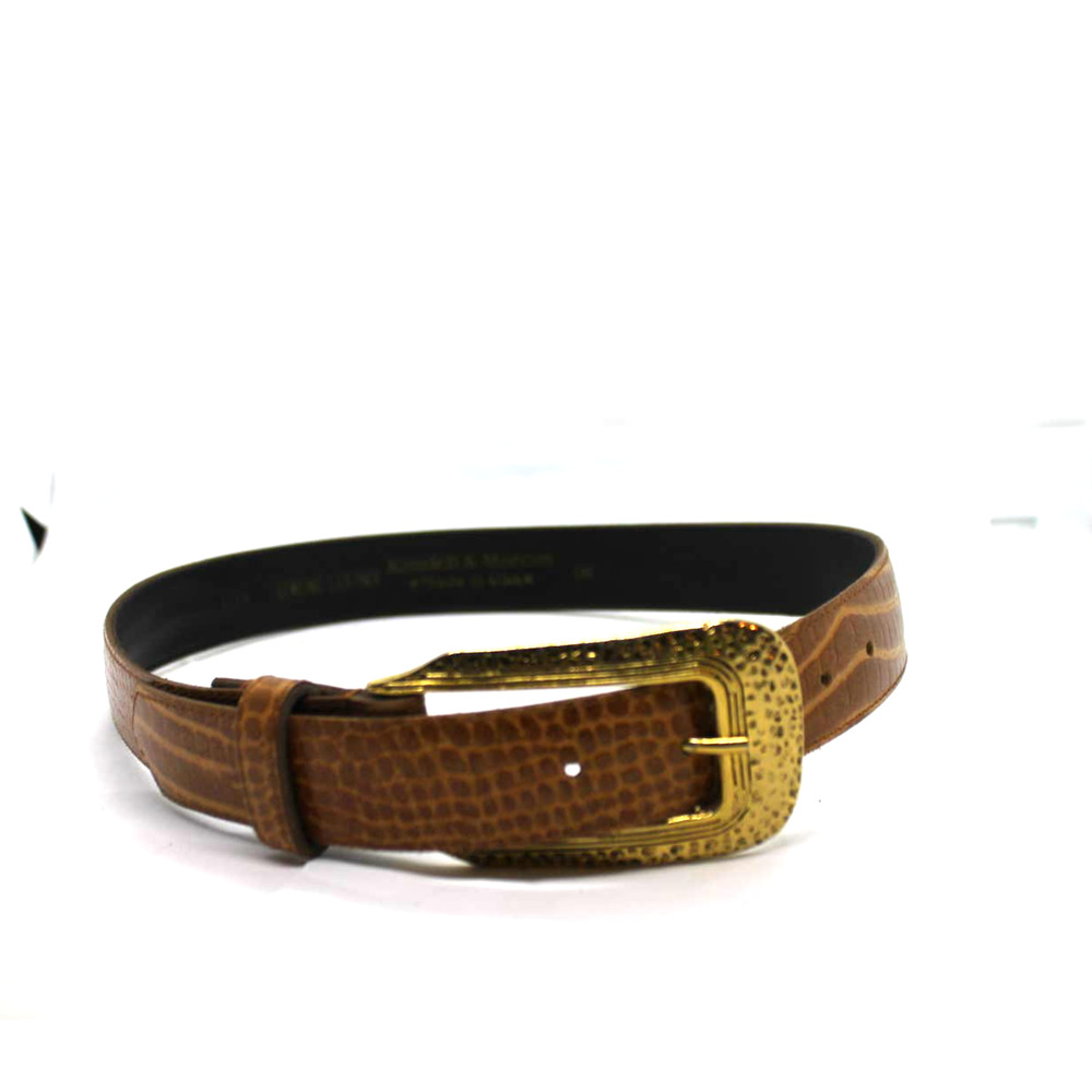 Kendall & Marcus Vintage Brown Croc Embossed Leather Belt sz S